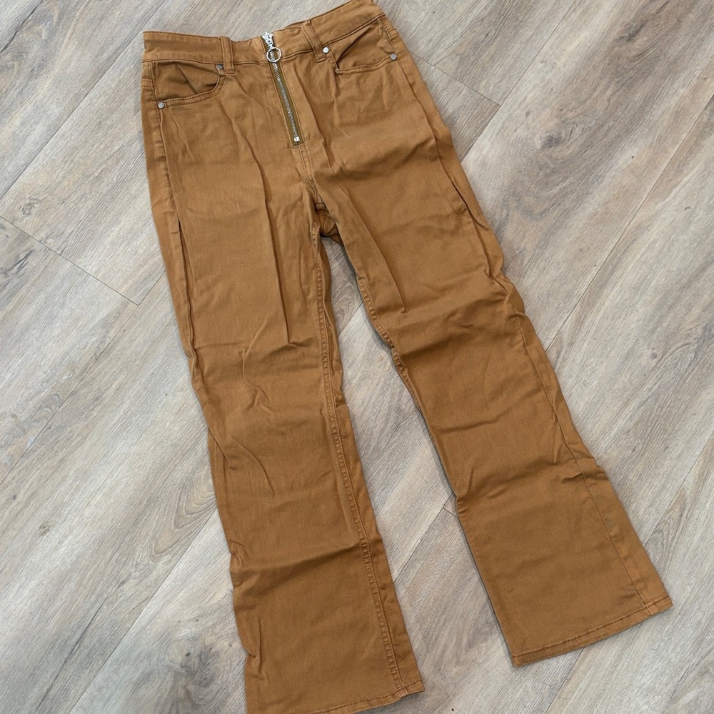TINSEL TAN ZIP UP JEANS